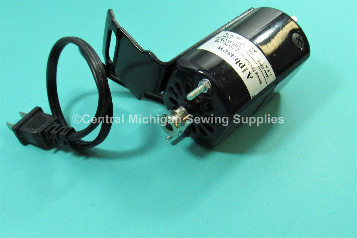 New Replacement Alphasew Sewing Machine Motor 9000 RPM L-Bracket 1.5 AMP Fits Montgomery Ward Model URR 185, URR 188, URR 385, UHT J272 - Central Michigan Sewing Supplies