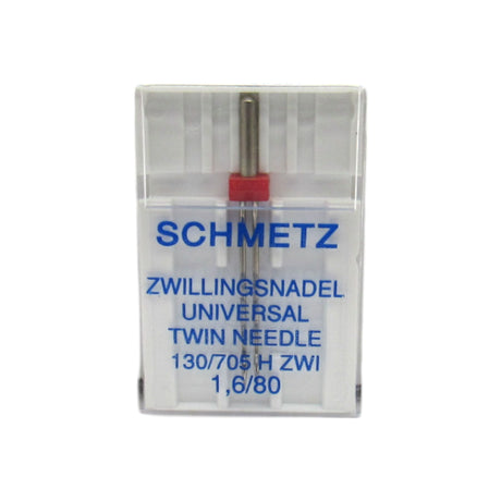 Schmetz Sewing Machine Twin Needle 1.6 mm Wide Available is size 10, 12