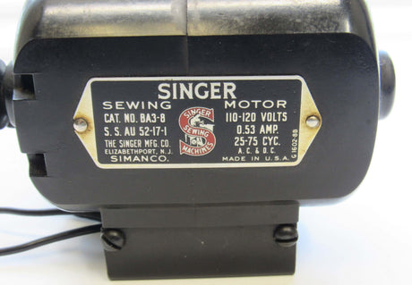 Vintage Original Singer Motor BA 3-8 (Black) - Central Michigan Sewing Supplies