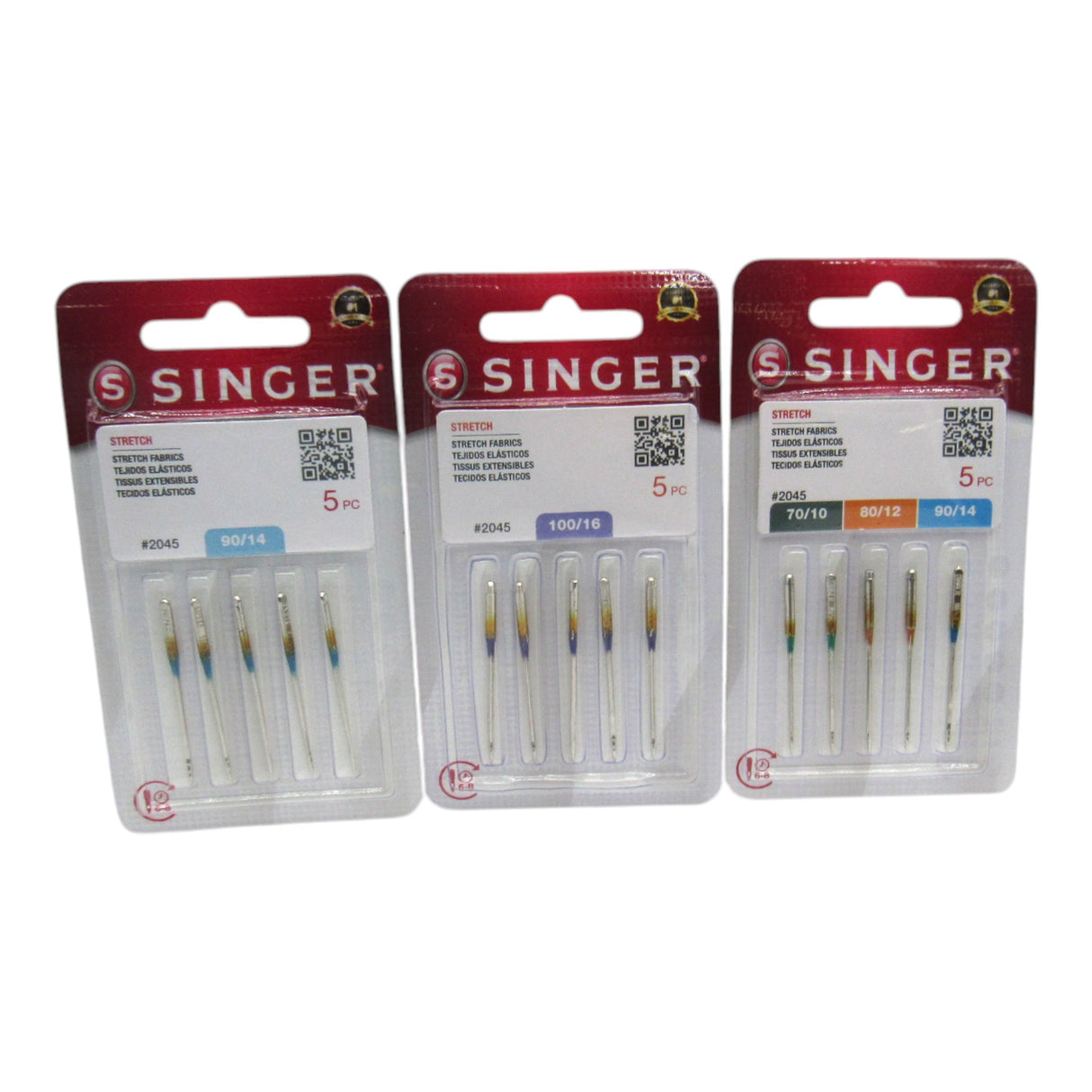 Machine Needles - Singer Brand Yellow #2045 Available in Size 12, 14, 16 Ball Point