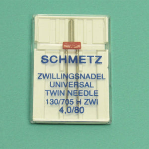 Schmetz Sewing Machine Twin Needle 4 mm Wide Available is size 12, 14, 16
